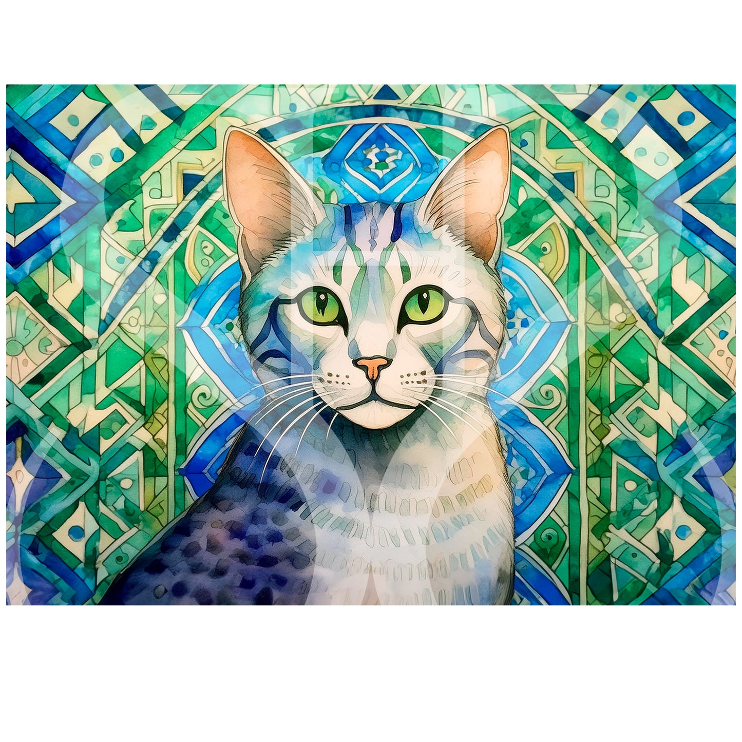Aegan Cat on Pattern - Limited Edition Art Print