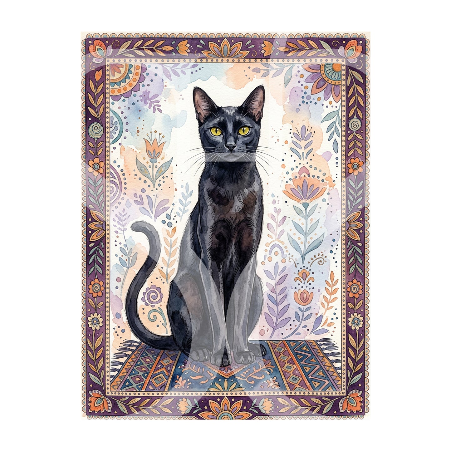 Black Cat fine art print by Sue Schreiber — sleek stylish feline wall art