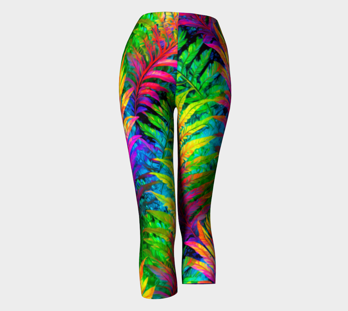 SHS Boutique Psychadelic Fern Leaves Capris Leggings