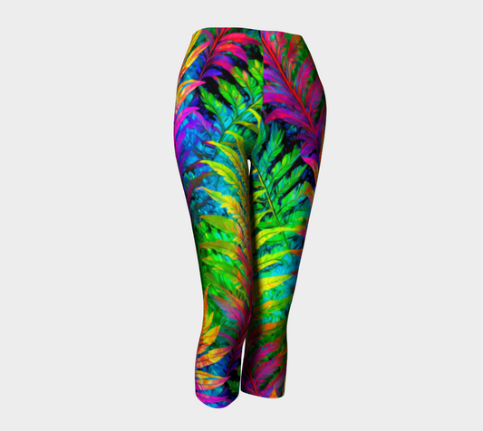 SHS Boutique Psychadelic Fern Leaves Capris Leggings