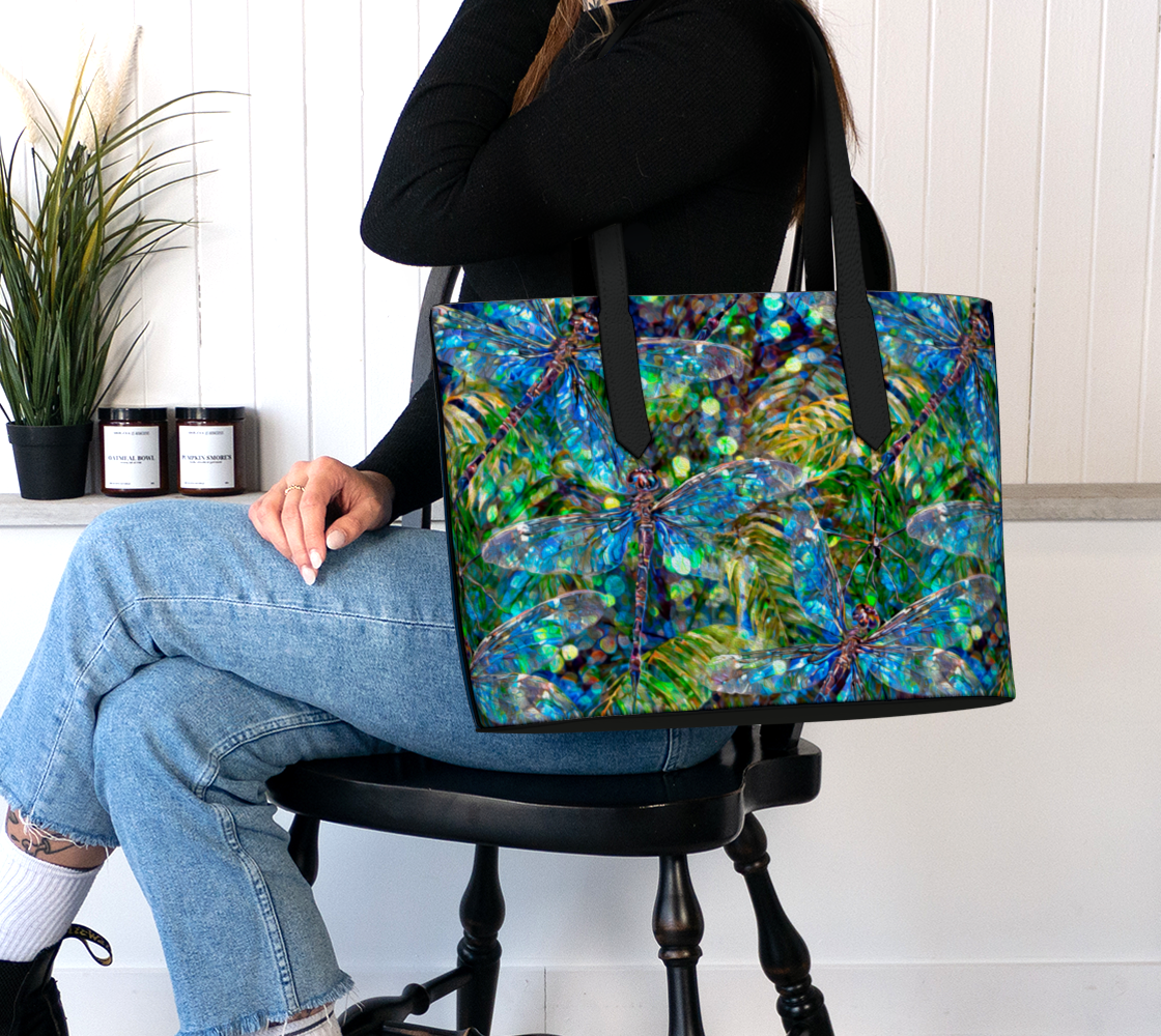 SHS Boutique Blue Dragonfly Vegan Tote Bag