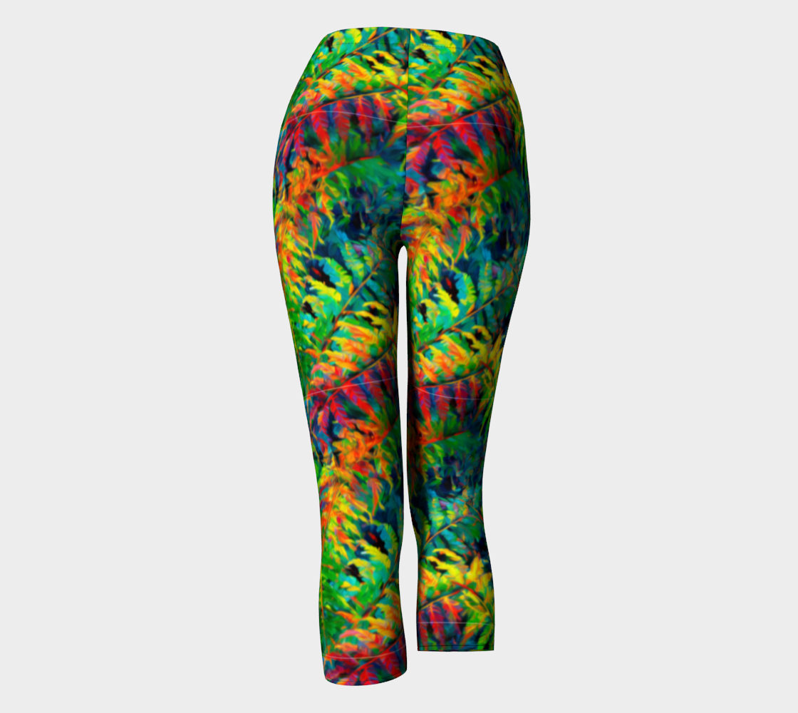 SHS Boutique Vibrant Fern Leaves Capris