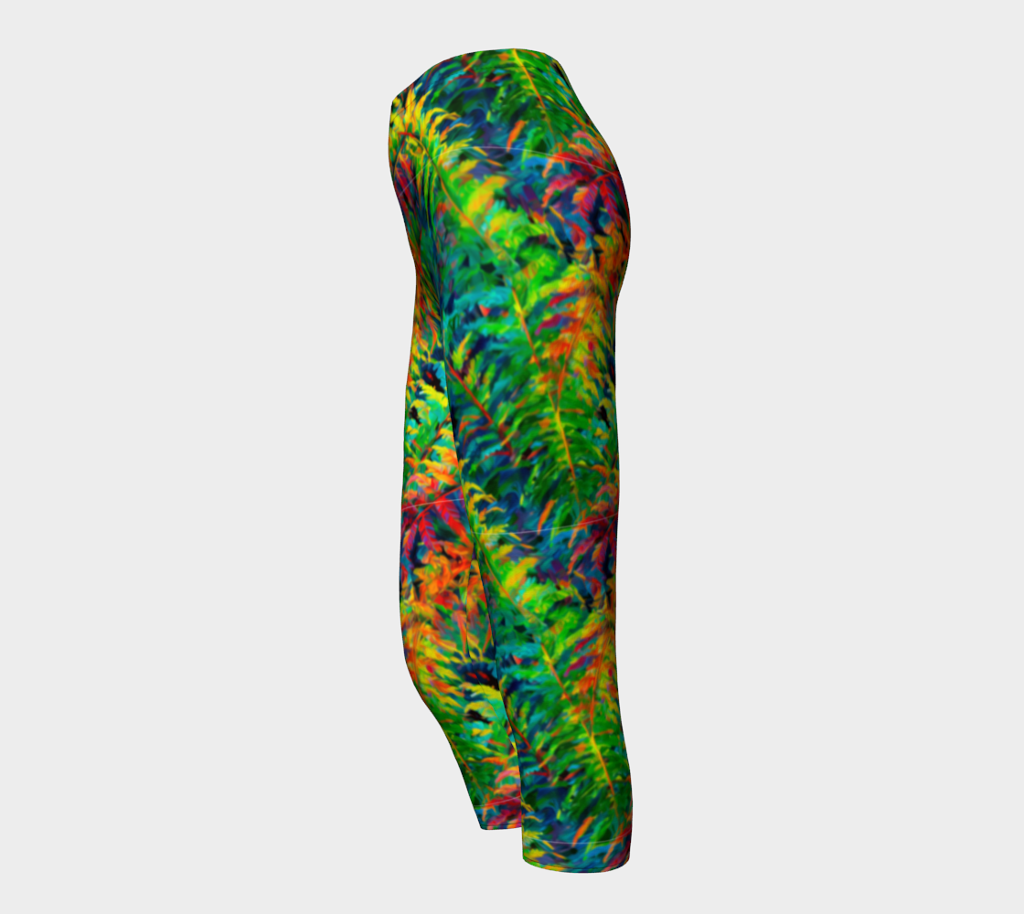 SHS Boutique Vibrant Fern Leaves Capris