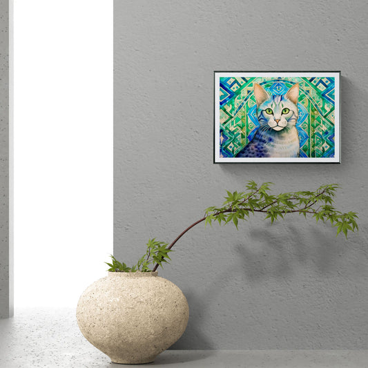 Aegan Cat on Pattern - Limited Edition Art Print