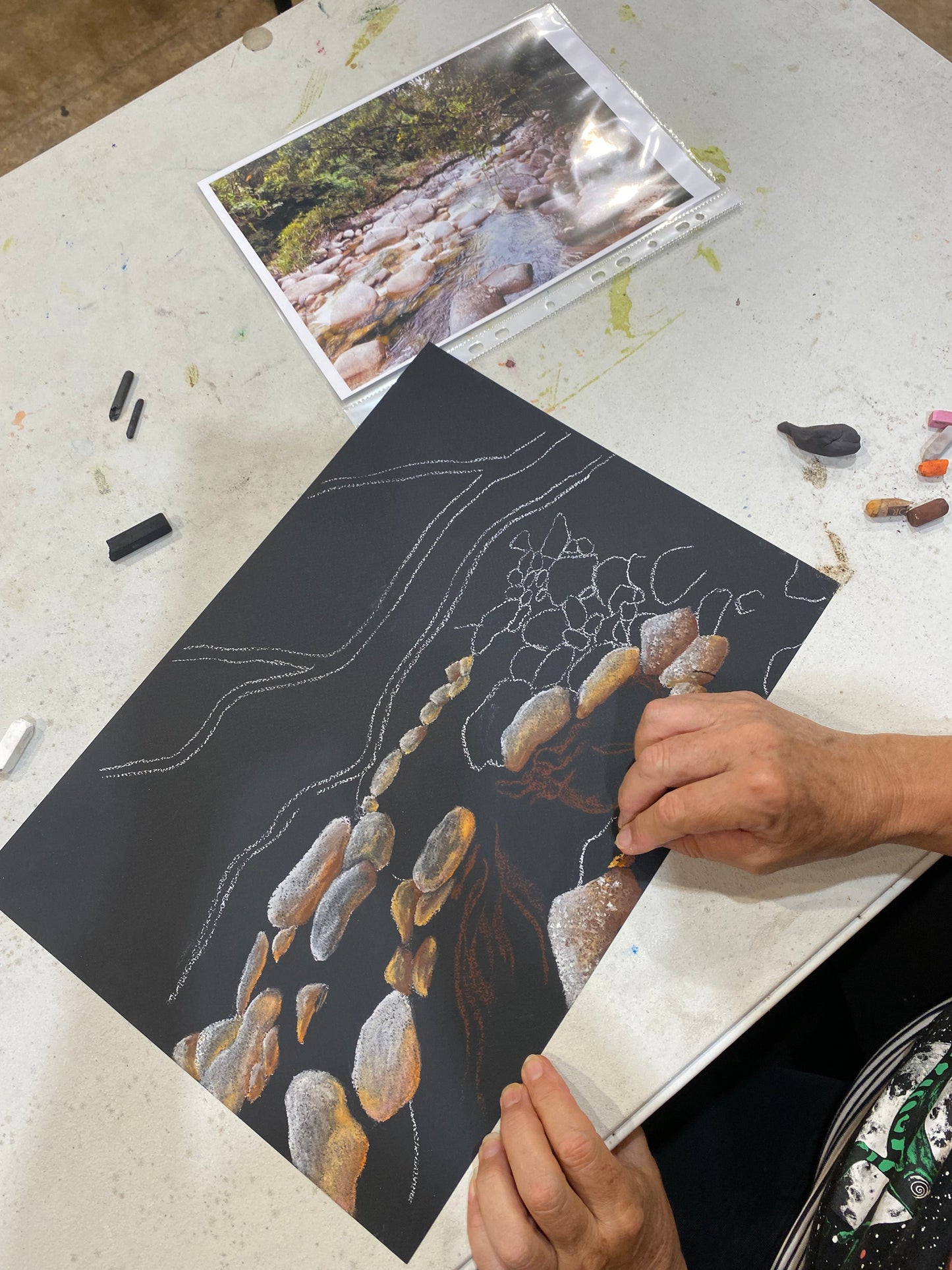 Shifting Shadows Workshop: Drawing FNQ rocks and rivers in charcoal and pastel