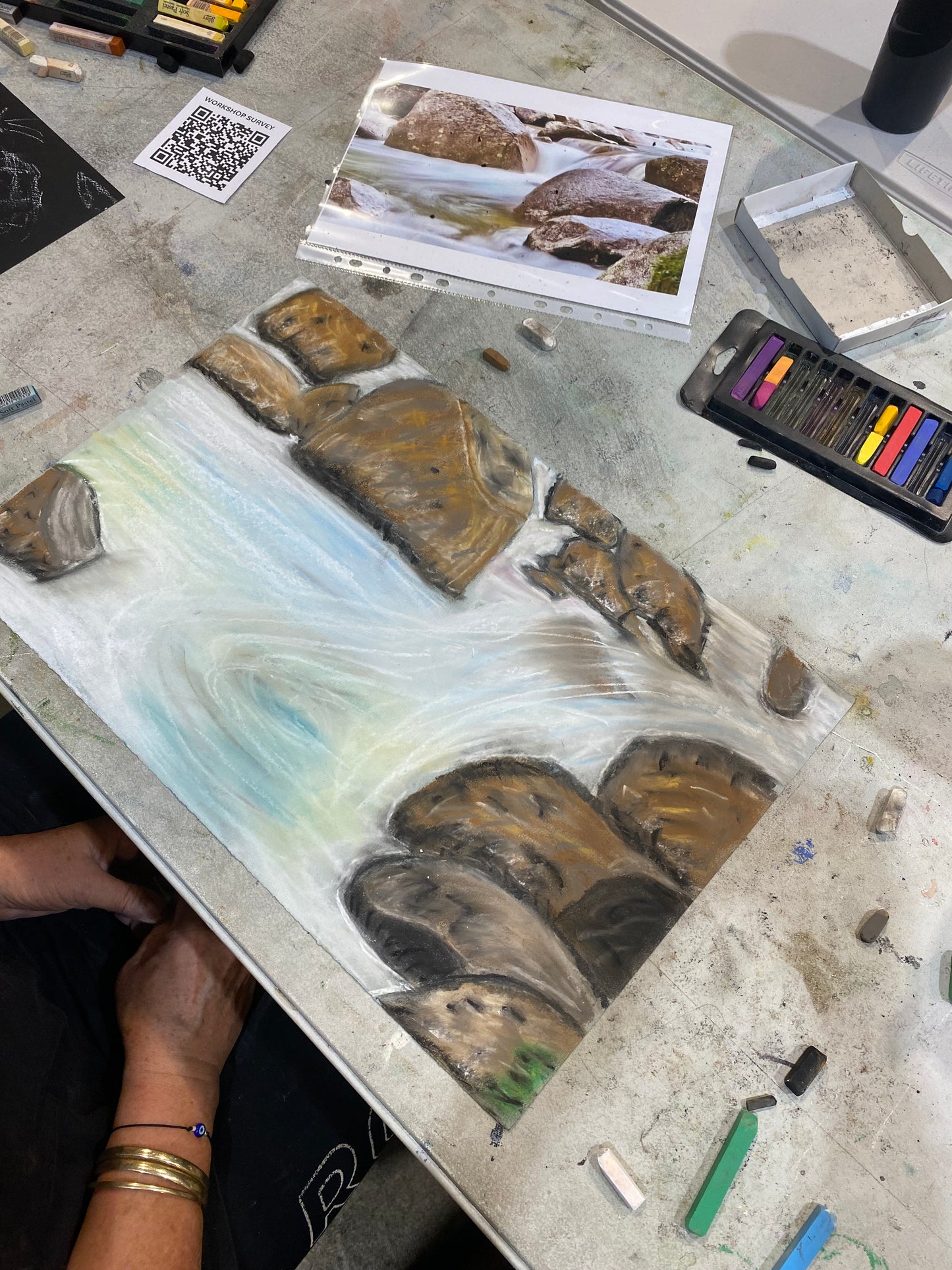 Shifting Shadows Workshop: Drawing FNQ rocks and rivers in charcoal and pastel