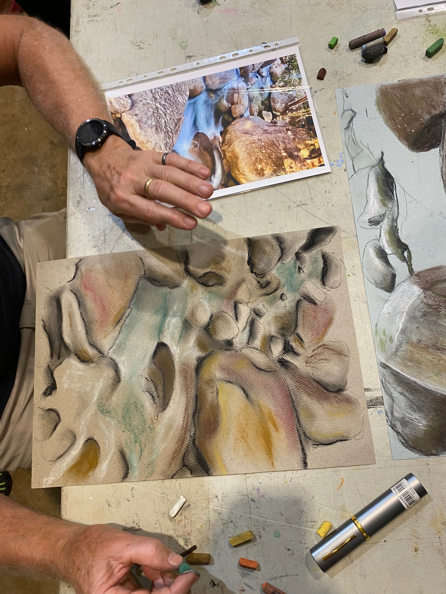 Shifting Shadows Workshop: Drawing FNQ rocks and rivers in charcoal and pastel