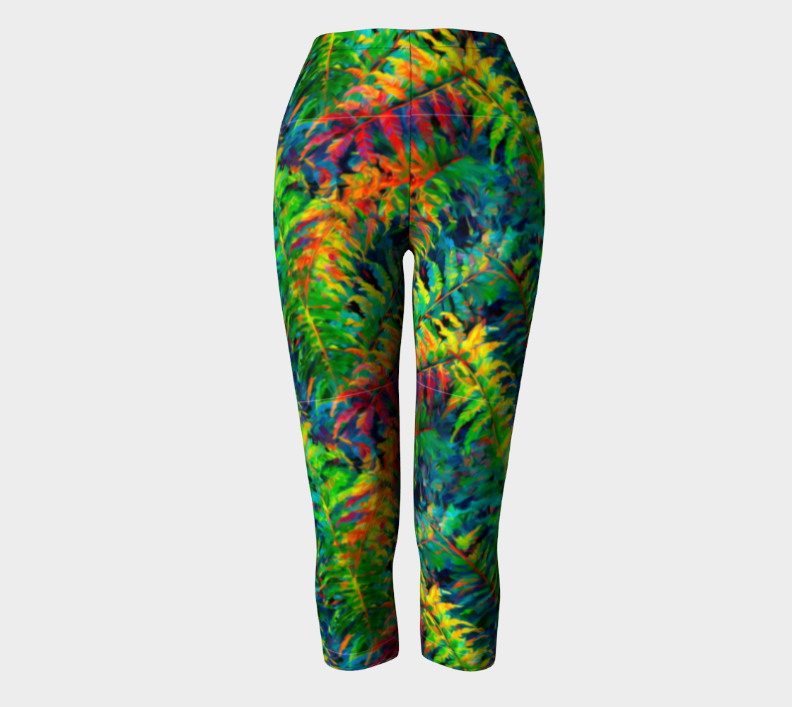 SHS Boutique Vibrant Fern Leaves Capris