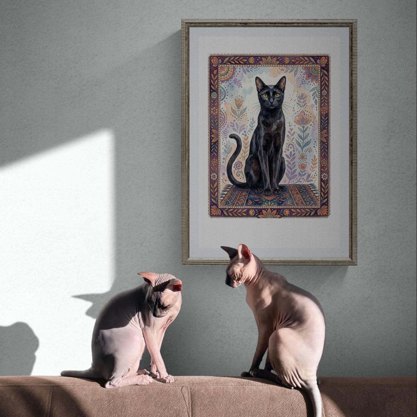Black Cat fine art print by Sue Schreiber — sleek stylish feline wall art