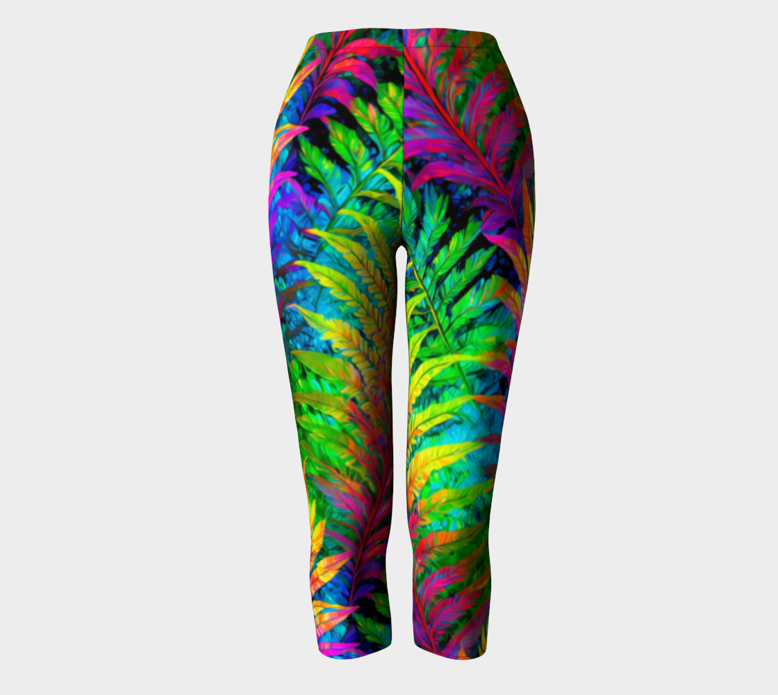 SHS Boutique Psychadelic Fern Leaves Capris Leggings