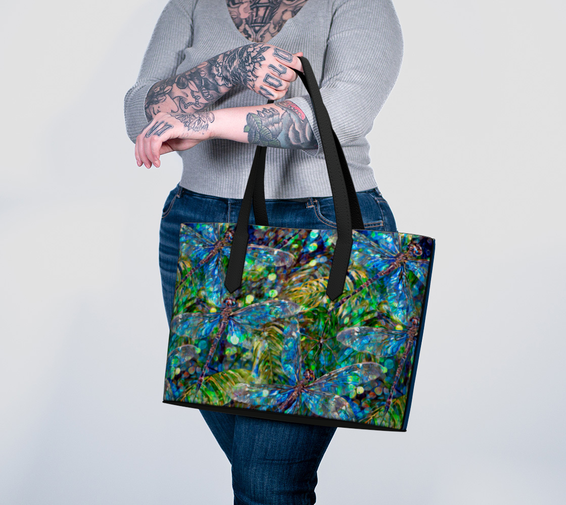 SHS Boutique Blue Dragonfly Vegan Tote Bag