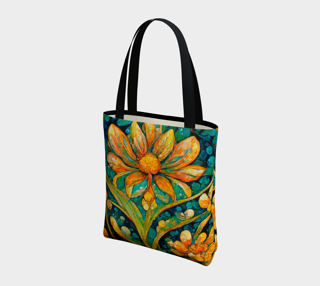 SHS Boutique Apricot Floral Tote Bag