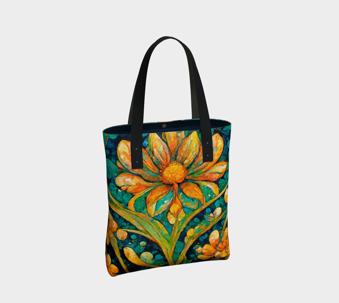 SHS Boutique Apricot Floral Tote Bag