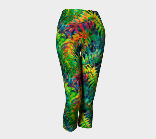 SHS Boutique Vibrant Fern Leaves Capris